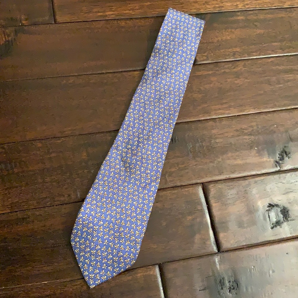 Pierre Cardin Silk Blue and Yellow Butterfly 🦋 Tie EUC